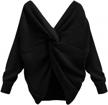 oludkeph women's v neck batwing sleeve knitted sweater with cross back and open back design - sexy and loose pullover logo