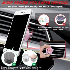 img 2 attached to 📱 HOMEFOX Socket Holder Car Mount - Collapsible Pink Car Vent Mount 2 Pack for iPhone | Secure Horizontal Air Vent Clip