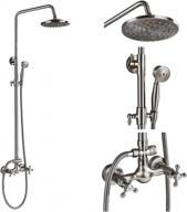 brushed nickel cross knobs mixer shower combo set with 8-inch rainfall shower head and handheld spray from rozin bathroom logo