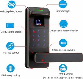 img 3 attached to Aged Bronze Smart Door Lock With Touchscreen Keypad, Fingerprint And Keyless Entry - 5 In 1 Reversible Handle Electronic Digital Lock