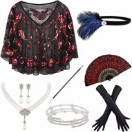 sequin beaded cape and shawl set with headband necklace - perfect evening cover up for 1920s inspired looks logo