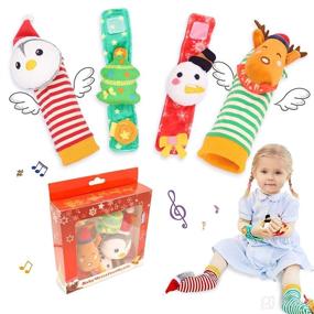 img 4 attached to 👶 Infant Developmental Sensory Toy - Baby Wrist Rattle & Foot Finder Socks for Boys and Girls (0-6 Months) - Cute Garden Bug Edition 4 Piece Set