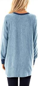img 2 attached to Женская толстовка с цветными блоками и длинными рукавами, туника с карманами, свободная блузка, рубашка