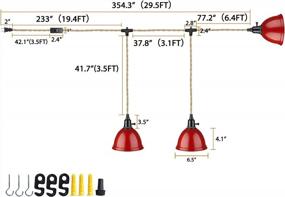 img 3 attached to Emliviar Modern 3-Light Plug-In Chandelier With Twisted Hemp Rope And Red Finish For Kitchen Island, Bedroom - YCE240-3 RED