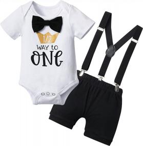 img 4 attached to Adorable Baby Boy Mr. Onederful Half/First Birthday Outfit With Bowtie Romper, Shorts Bodysuit, And Cake Smash Option