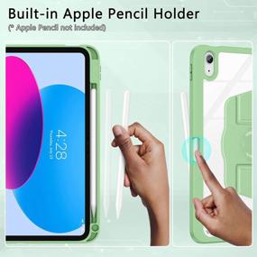 img 1 attached to Supveco IPad 10Th Generation Case 2022 10.9 Inch With Built-In Pencil Holder, 360 Degree Rotating Folio Stand Cover, Premium Shockproof Auto Wake/Sleep And Flexible Viewing Angles, Matcha Green