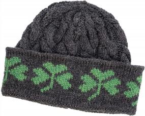 img 2 attached to Stay Warm In Style With SAOL'S 100% Merino Wool Shamrock Knit Beanie For Men - Made In Ireland