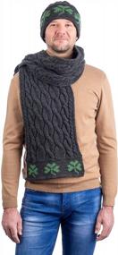 img 1 attached to Stay Warm In Style With SAOL'S 100% Merino Wool Shamrock Knit Beanie For Men - Made In Ireland