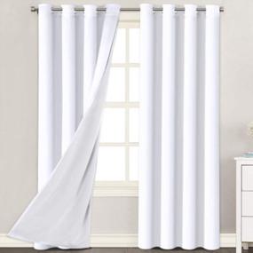 img 4 attached to H.VERSAILTEX White Blackout Curtains: 84 Inches Long, Light Blocking & Thermal Insulated Grommet 2 Panels - Perfect For Bedroom!
