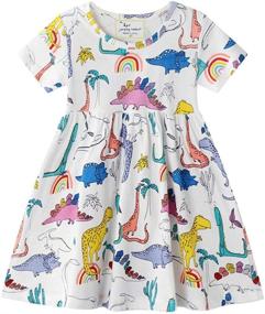 img 4 attached to 👗 Hongshilian Cartoon Dinosaur T Shirt Dresses for Girls: Stylish & Fun Clothing! Shop via Dresses Today!