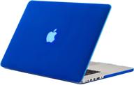 kuzy a1398 прорезиненный жесткий чехол для нового 15,4-дюймового macbook pro с дисплеем retina — алюминиевый цельный корпус — синий логотип