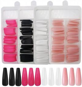 img 4 attached to Vibrant Mixed Colored Long Ballerina Coffin Press-On Nails – Perfect For Women And Teens!