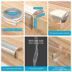 img 2 attached to 👶 Baby Proofing Corner Protectors: Clear, Soft Silicone with Upgraded Adhesive - 6.6ft Edge Protectors for Cabinets, Tables, Drawers
