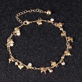 img 2 attached to Золотая сердечная браслетка для ног Golden Star Jewelry: регулируемый пляжный цепочечный браслетик для женщин - Добавьте в свою коллекцию ювелирных изделий для ног