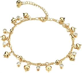 img 4 attached to Золотая сердечная браслетка для ног Golden Star Jewelry: регулируемый пляжный цепочечный браслетик для женщин - Добавьте в свою коллекцию ювелирных изделий для ног