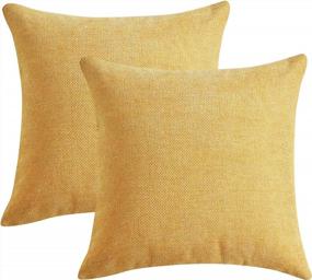 img 1 attached to Set Of 2 Anickal Decorative Accent Pillow Covers - 18X18 Inches, Square Cushion Cases For Living Room, Couch, Farmhouse, And Home Decoration