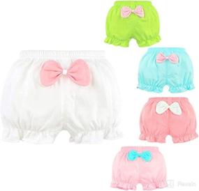 img 4 attached to 👶 Cotton Ruffle Bow Bloomers for Baby Girls - Newborn, Infant, Toddler, 0-4T - Diaper Covers Briefs Underwear Set