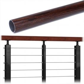 img 4 attached to Stylish And Durable 6'6" Aluminum Round Handrail With Walnut Wood Grain Finish For Indoor And Outdoor Use, HL20 WFA