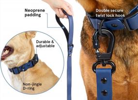 img 1 attached to Navy Waterproof Dog Collar And Leash Bundle With Odor-Proof, Adjustable Design - Perfect For Walking Gear From BarkBox - Size Large