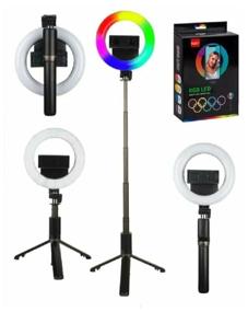 img 2 attached to Tripod Selfie Stick Ring Lamp LED RGB 16cm MJ07 with Adjustable Tripod 85cm, Selfie Stick Tripod, with Bluetooth Remote