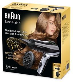 img 2 attached to Hairdryer Braun HD 730 Satin Hair 7, black/silver