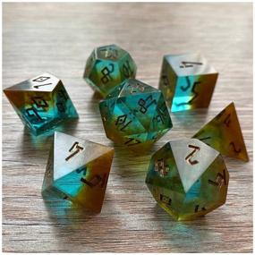 img 1 attached to Handmade dice (dice, dice) for DnD, DnD, Dungeons and Dragons, Pathfinder RPG (set of 7 pcs) Rusty Emerald
