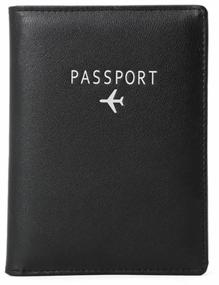 img 1 attached to 🛂 Black Polyurethane Passport Cover with Money and Bank Card Pockets - Stylish Document Purse for Travelers