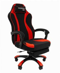 img 2 attached to 💺 Chairman Game 35 - Gaming Computer Chair with Retractable Footrest, Black/Red (Fabric)