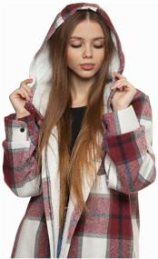 img 2 attached to Women's warm plaid oversized shirt "Oversize" with insulation, high collar with a hood