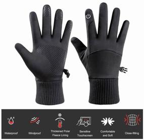 img 1 attached to Winter Warm Fleece Gloves - Anti-Slip, Windproof, Waterproof, Touch Screen - Black