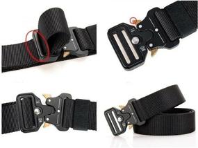 img 1 attached to Tactical belt with metal buckle (4 rivets), black