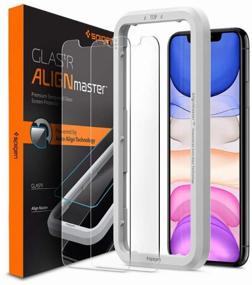 img 2 attached to Spigen Align GlastR 2 pack for iPhone 11/XR (AGL00101, 2 complete, original, Clear)