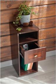 img 2 attached to Hesby bedside table with drawer Nightstand 9 chocolate walnut