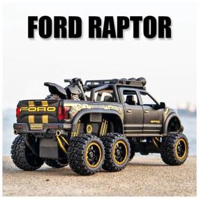 img 2 attached to Collectible model Ford Raptor F150 (FORD RAPTOR F 150) with a motorcycle (metal, light, sound)