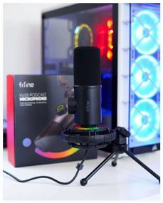 img 2 attached to Fifine K658 Studio Dynamic Wired USB Microphone for Computer Gaming, Streaming, Conferences - Black