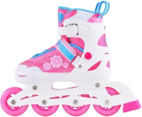 img 2 attached to Sliding roller skate set FLORET White Pink Blue, helmet, protection set, in bag (XS: 27-30)