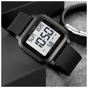 img 1 attached to Wrist watch for men, women electronic sports waterproof SKMEI 1894 black/white square with stopwatch and alarm clock