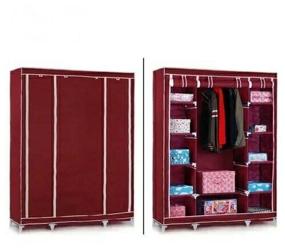 img 2 attached to Folding wardrobe Frame Fabric Storage Wardrobe for clothes, burgundy