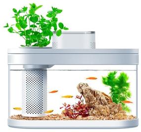 img 2 attached to Xiaomi Geometry Fish Tank Aquaponics Ecosystem C180 Standart Set - 8L Aquarium with Soil, Filter, and Cover - White