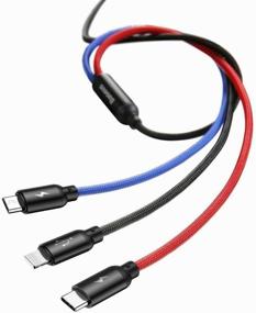 img 2 attached to Кабель Baseus Three Primary Colors Series 3 в 1 USB - microUSB/USB Type-C/Lightning (CAMLT), 1.2 м, black/red/blue