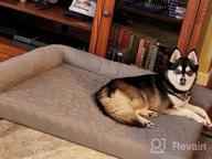 img 1 attached to Medium Dog Bed With Cooling Gel Foam, Two-Tone Faux Fur & Suede L Shaped Chaise In Stone Gray For Ultimate Comfort - Removable And Washable Cover By Furhaven review by Chris Hart