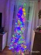 img 1 attached to 7.5Ft Prelit Pencil Christmas Tree - Warm White & Multi-Color Lights, Foldable Metal Stand, Alpine Slim Holiday Decoration For Xmas Home/Office/Party review by Andre Stephens