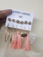 img 1 attached to Valentine'S Day Gift: Layered Ball Dangle, Hoop, Stud, And Tassel Earrings Set With 63 Pairs For Fashionable Women And Girls review by Steven Jackson