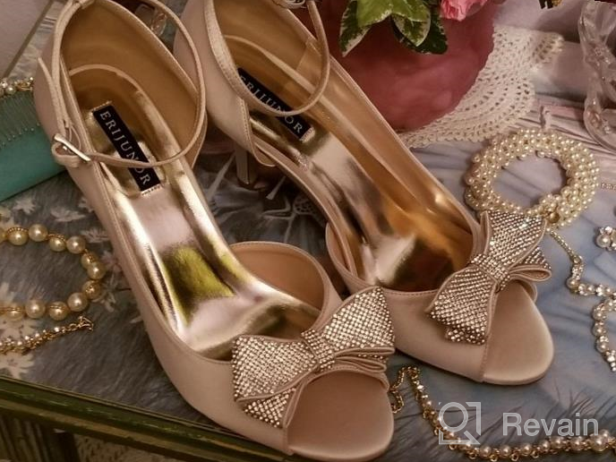 img 1 attached to Stylish And Comfortable Women'S Middle Heel Shoes With Rhinestones, Bows And Peep Toe - Perfect For Weddings And Parties! review by Daniel Pyfer