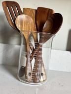img 1 attached to 5 Pcs Acacia Wood Kitchen Utensils Set | Non Stick Cooking Spoons, Slotted Spoon, Turner & Flat Wooden Spatula | Best Wooden Utensil For Mixing & Serving Food. review by Mark Hicks