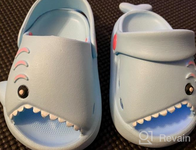 img 1 attached to Kids' Lightweight Open Toe Garden Clogs Boys Girls Beach Pool Slides Sandals - Cute Cartoon Shark Shower Slipper for Little Babies, Toddlers Non-Slip Summer Slippers Water Shoes review by George Walker