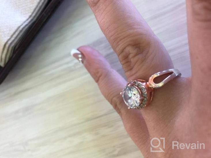 img 1 attached to Stunning CZ Round White Stone Women'S Ring On Rose-Gold Base By GULICX Jewelry review by Tammy Formigoni