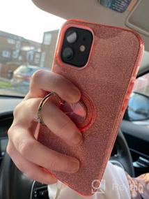 img 5 attached to Wisdompro IPhone 12 Mini Case, милый блестящий защитный чехол с блестками и подставкой для кольца, чехол для телефона для женщин и девочек для 5,4-дюймового Apple IPhone 12 Mini - розовый