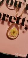 img 1 attached to 🌼 Yellow Gold Plated Necklace with BONALUNA Tear Drop Pendant Featuring Pressed Flowers review by Michelle Marie