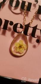 img 3 attached to 🌼 Yellow Gold Plated Necklace with BONALUNA Tear Drop Pendant Featuring Pressed Flowers